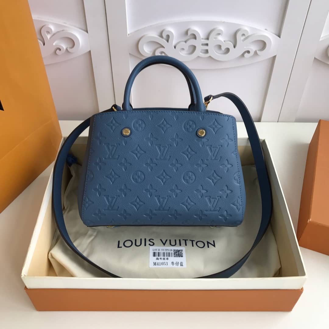 Best Replica Louis Vuitton Monogram Montaigne BB Empreinte Bag Replica Blue M41053 - Colareps