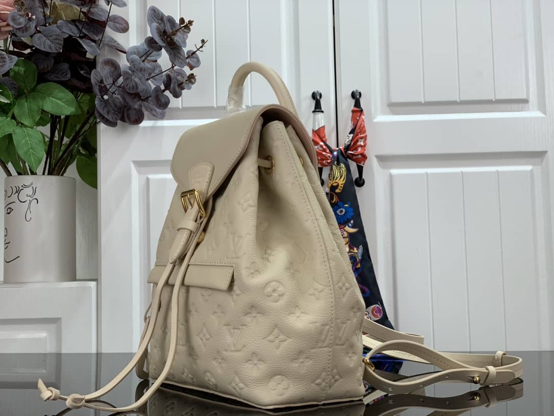 Best Replica Louis Vuitton Ann Platt Montsouris PM Noir Leather Replica Backpack Cream M45205 - Colareps