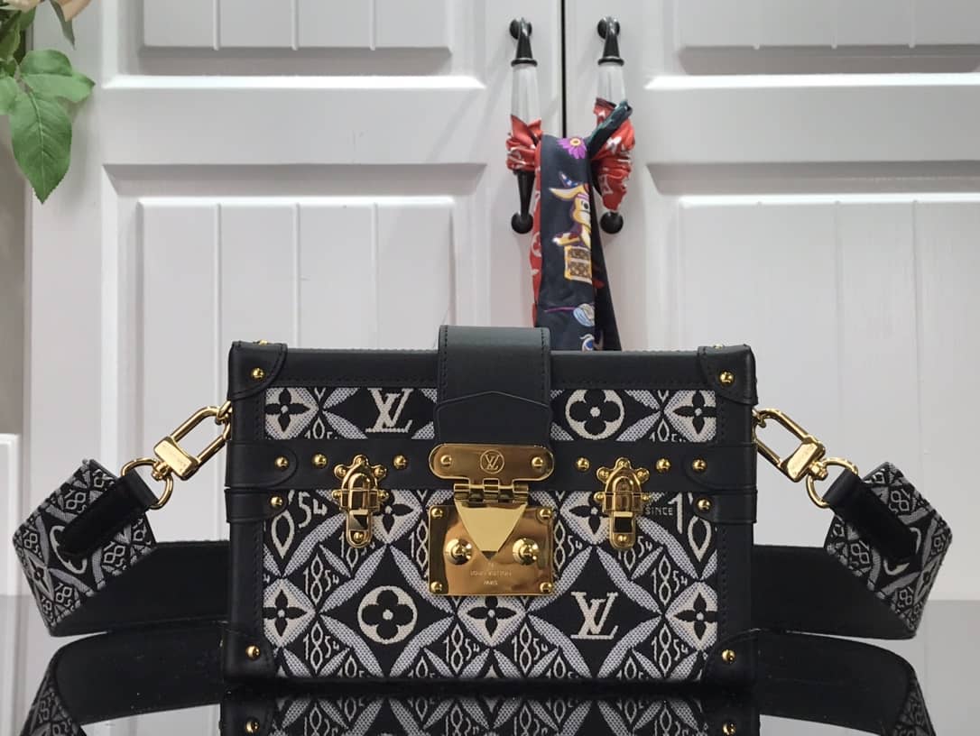 Best Replica Louis Vuitton Since 1854 Petite Malle Replica Bag Black M57212 - Colareps