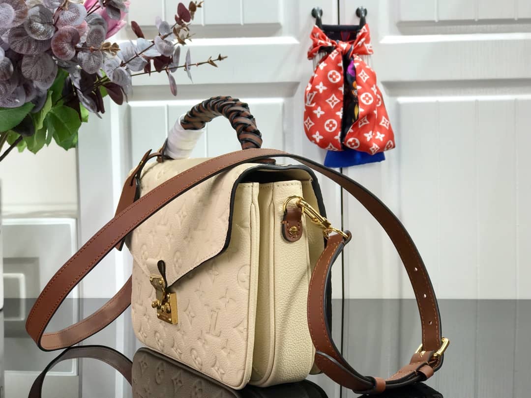 Best Replica Louis Vuitton Pochette Metis Braided Monogram Empreinte Replica Beige M43942 - Colareps