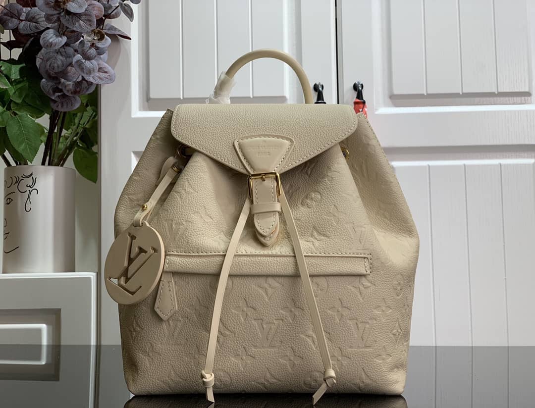 Best Replica Louis Vuitton Ann Platt Montsouris PM Noir Leather Replica Backpack Beige M45205 - Colareps