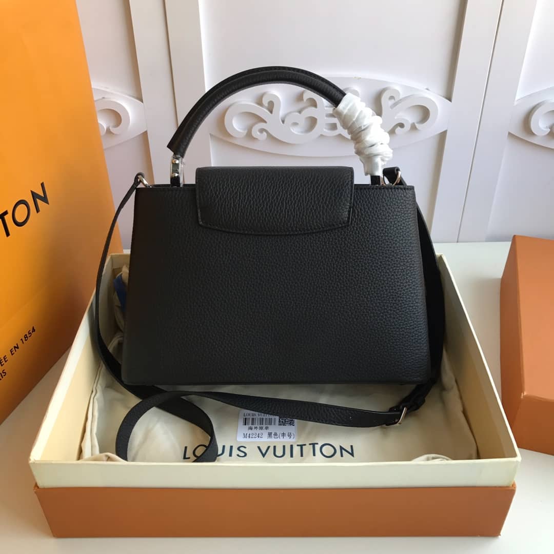 Best Replica Louis Vuitton Capucines PM Taurillon Leather Tote Replica Black M42242 - Colareps