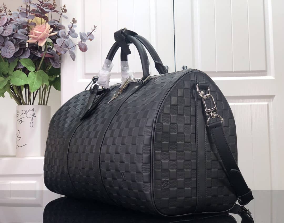 Best Replica Louis Vuitton Keepall Bandouliere 45 Damier Amphini Boston Leather Bag Replica N41145 - Colareps