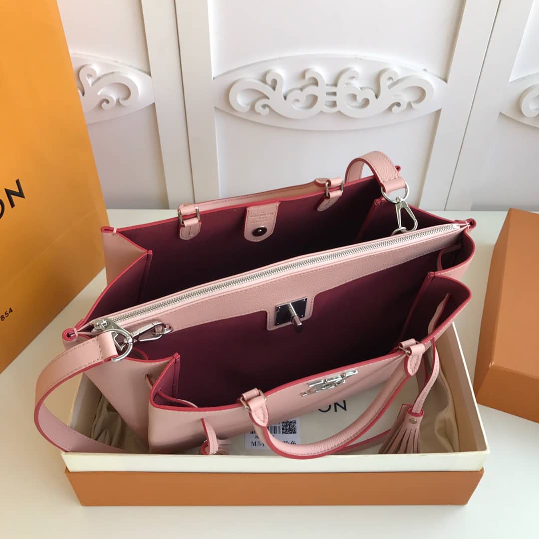 Best Replica Louis Vuitton Lockmeto Tote Leather Tote Replica Pink M54569 - Colareps