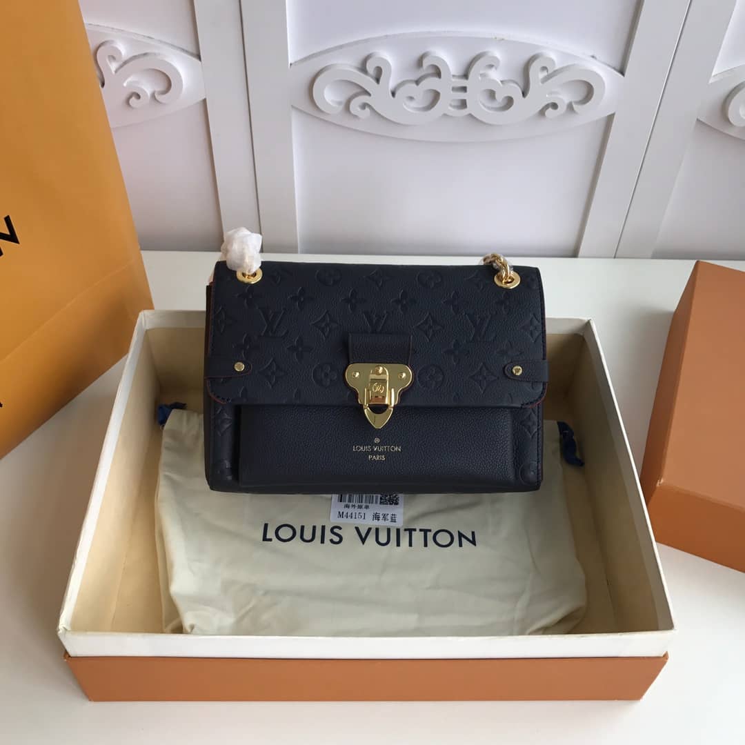 Best Replica Louis Vuitton Monogram Empreinte Vavin PM Chain Replica Shoulder Bag Black M44151 - Colareps