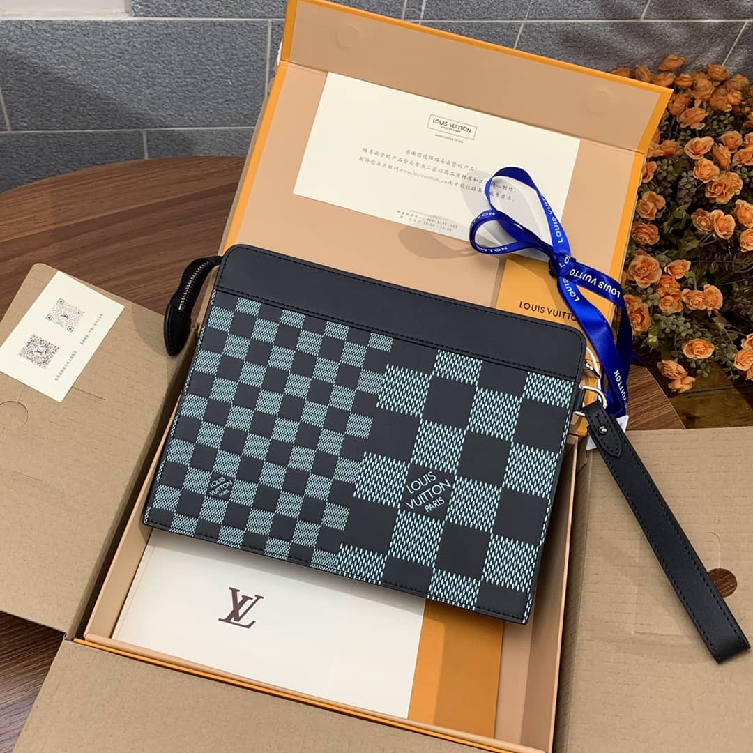 Best Replica Louis Vuitton Standing Pouch Damier Infini Replica Green N60448 - Colareps