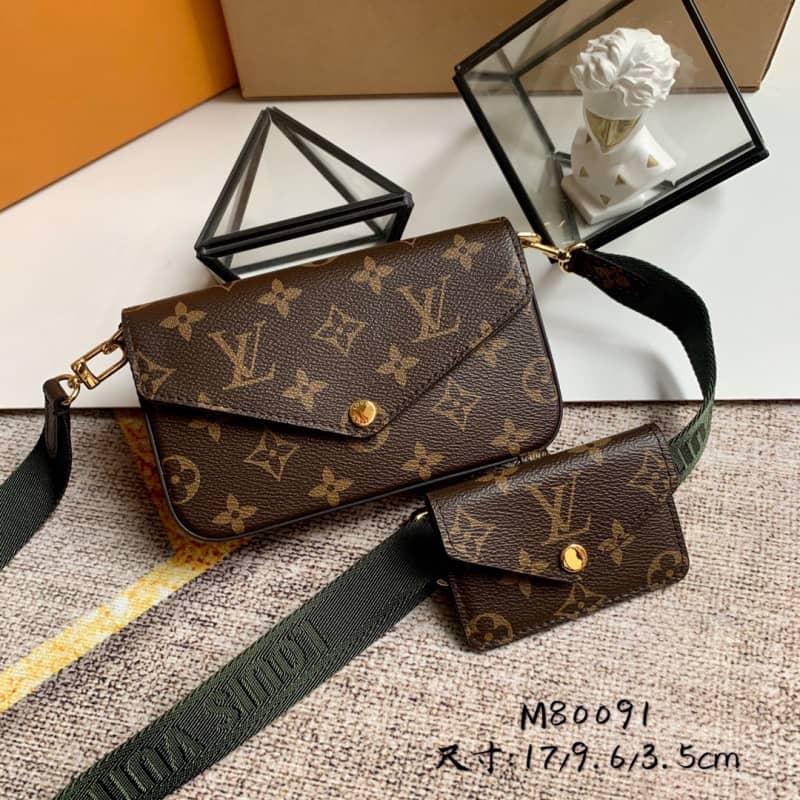 Best Replica Louis Vuitton Monogram Multi Pochette Félicie Replica Shoulder Bag Green M80091 - Colareps