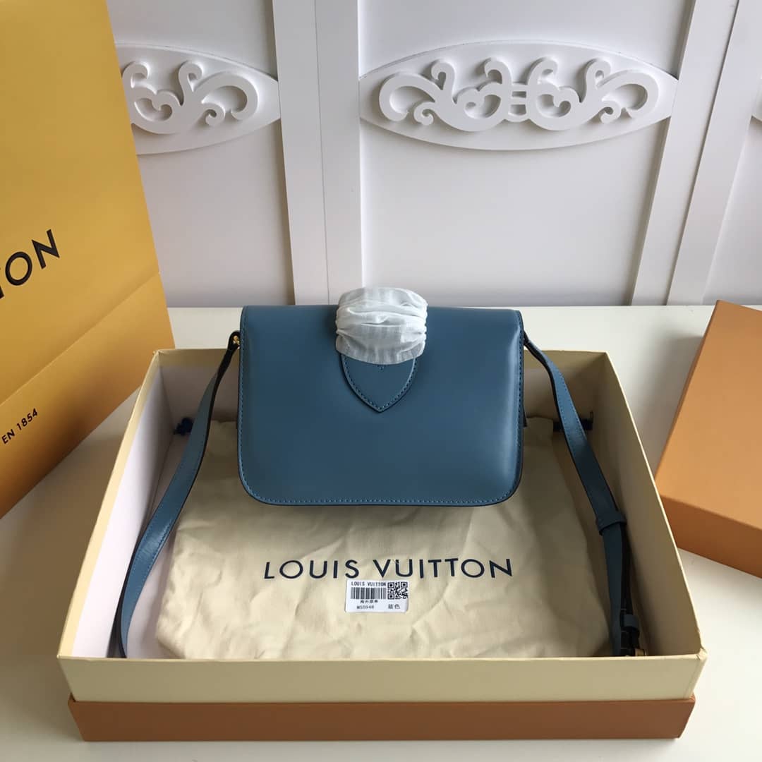 Best Replica Louis Vuitton Pont9 Neuf Leather Replica Shoulder Bag Blue M55948 - Colareps