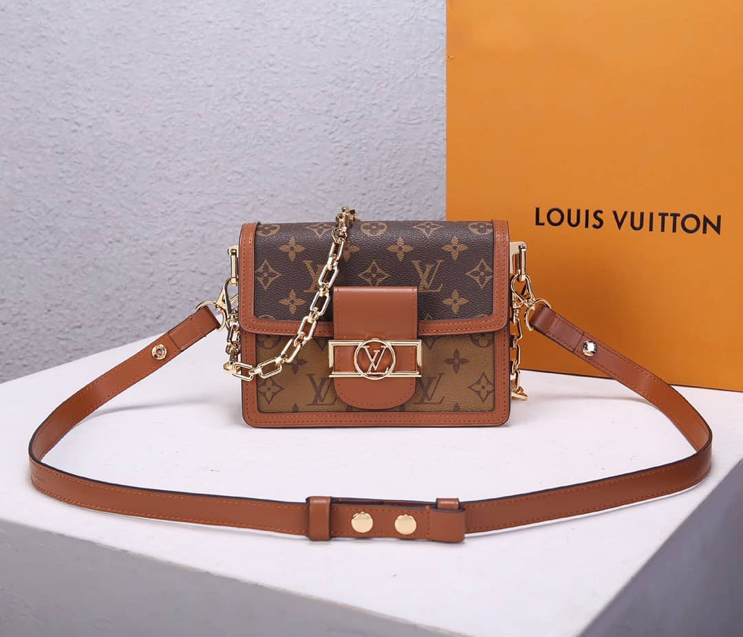 Best Replica Louis Vuitton Dauphine Mini Monogram Replica Crossbody Bag Brown M44580 - Colareps