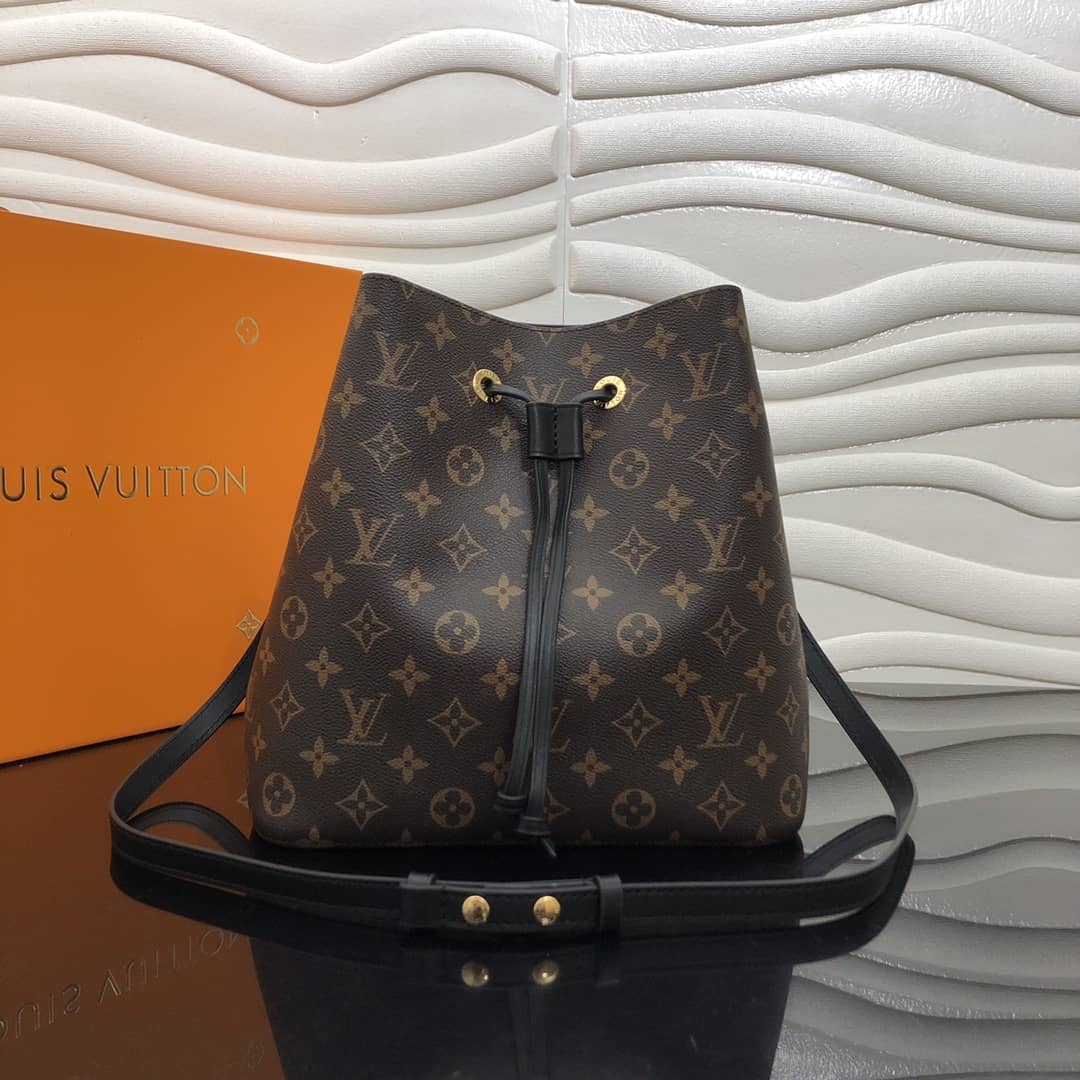 Best Replica Louis Vuitton Neonoe Replica Bucket Bag Brown Black M44020 - Colareps