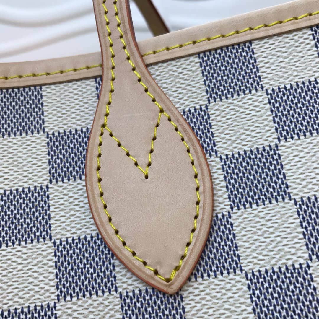 Best Replica Louis Vuitton Neverfull MM Damier Azur Bag Replica White N40995 - Colareps
