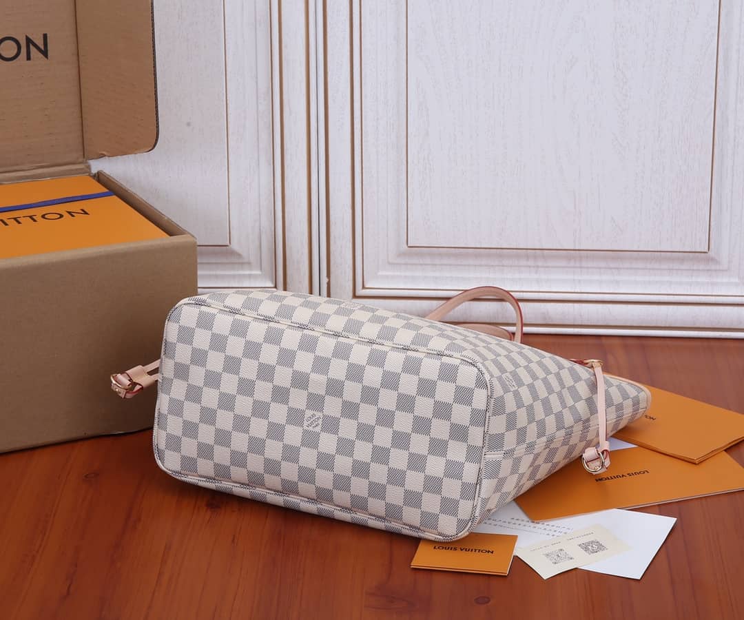 Best Replica Louis Vuitton Neverfull Dupe MM Damier Azur Tote  N41361 - Colareps