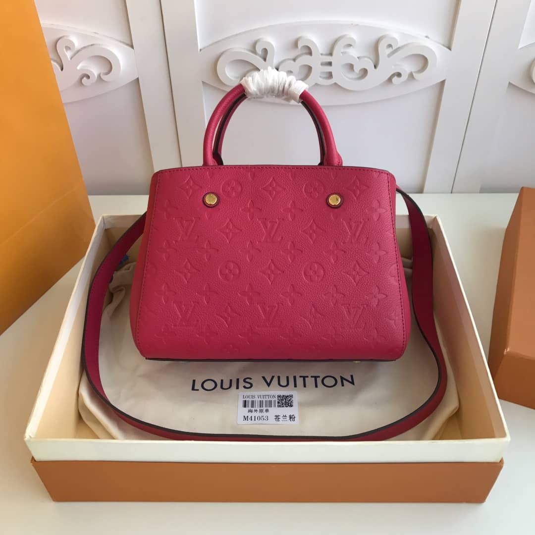 Best Replica Louis Vuitton Monogram Montaigne BB Empreinte Bag Replica Red M41053 - Colareps