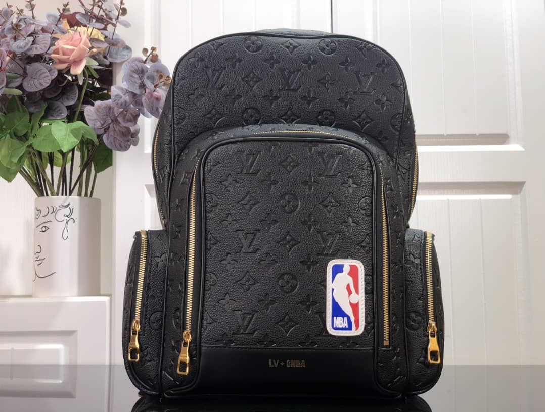 Best Replica Louis Vuitton x NBA Basket Replica Backpack Grain Leather Monogram Black M57972 - Colareps