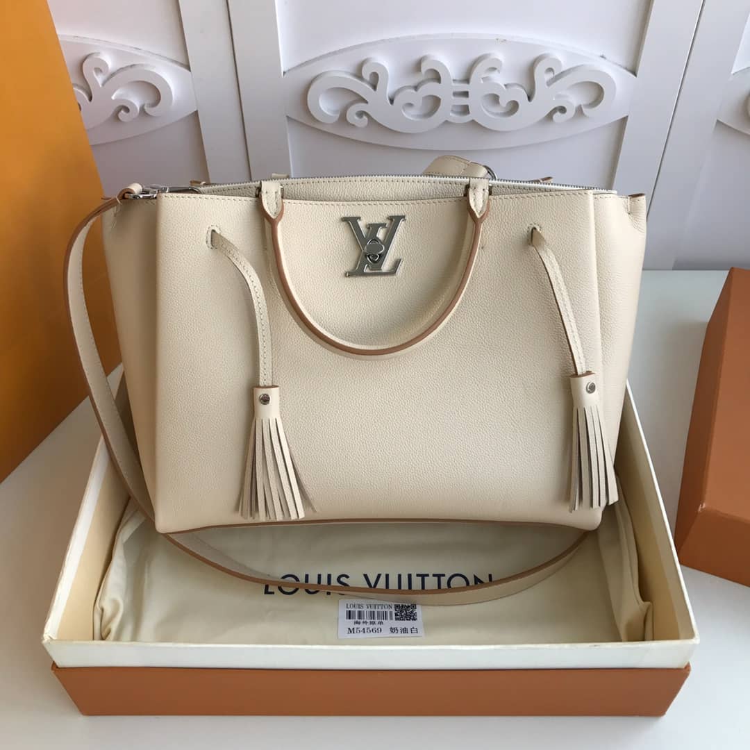 Best Replica Louis Vuitton Lockmeto Leather Tote Replica White M54569 - Colareps