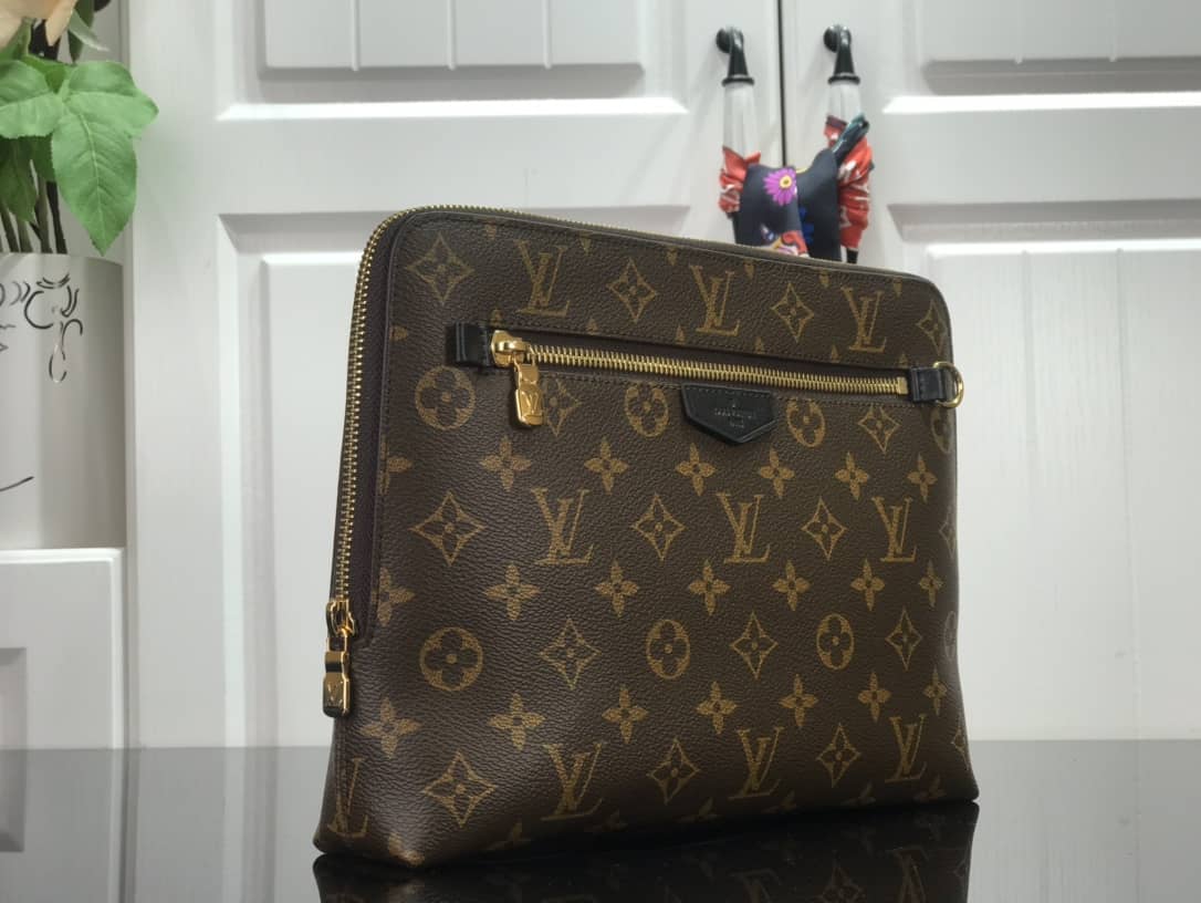 Best Replica Louis Vuitton Monogram Eclipse Canvas Replica Pouch Brown M60417 - Colareps