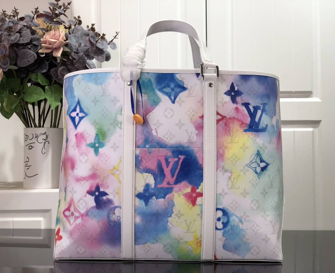 Best Replica Louis Vuitton Weekend GM Watercolor Monogram Tote Replica Blue M45754 - Colareps