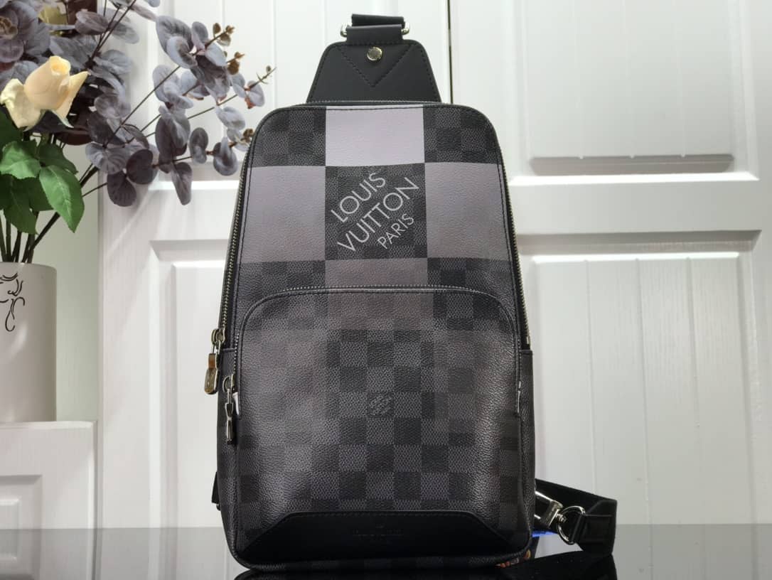 Best Replica Louis Vuitton Damier Graphite Mens Avenue Replica Sling Bag  Black Gray N40403 - Colareps