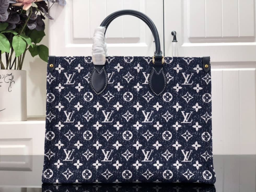 Best Replica Louis Vuitton Onthego MM Denim Leather M59608 Replica Tote - Colareps