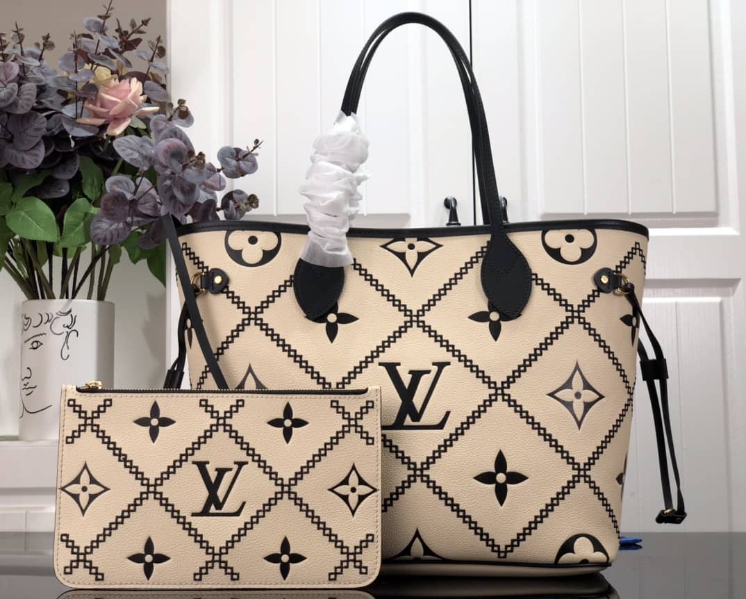 Best Replica Louis Vuitton Monogram Empreinte Neverfull Cream M46039 Replica Tote - Colareps