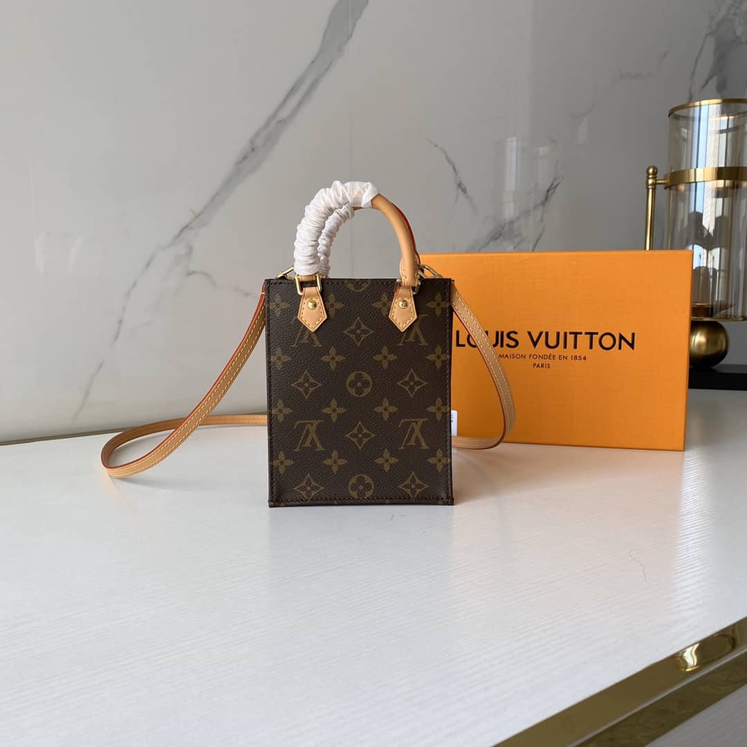 Best Replica Louis Vuitton Monogram Petit Sac Plat 2Way Replica Shoulder Bag Brown M69442 - Colareps
