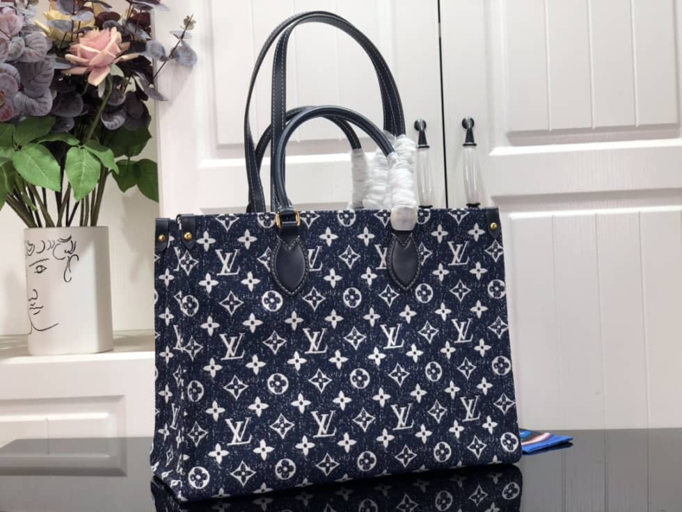 Best Replica Louis Vuitton Onthego MM Denim Leather M59608 Replica Tote - Colareps