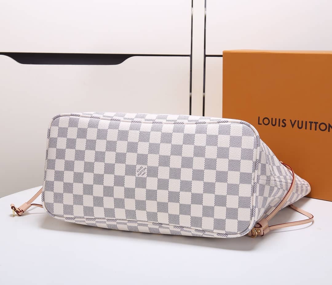 Best Replica Louis Vuitton Neverfull Dupe MM Damier Azur Tote N41361 - Colareps