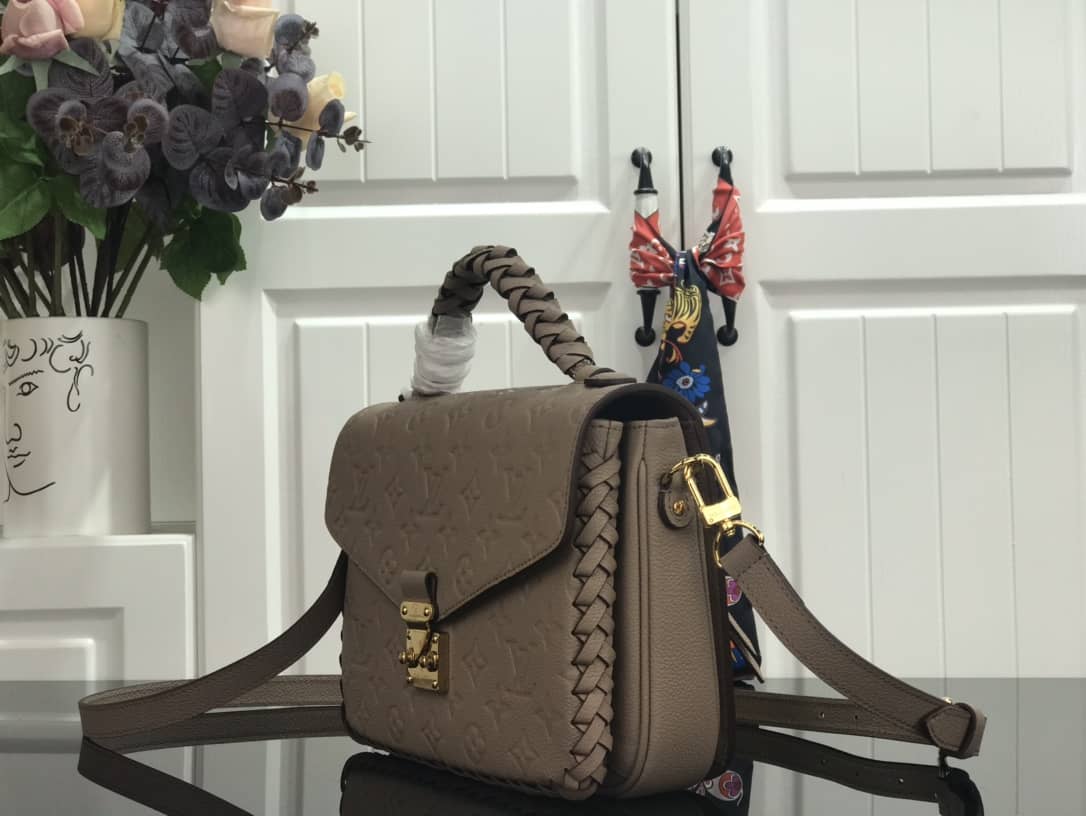 Best Replica Louis Vuitton Pochette Metis Braided Monogram Empreinte Replica Gray M43942 - Colareps