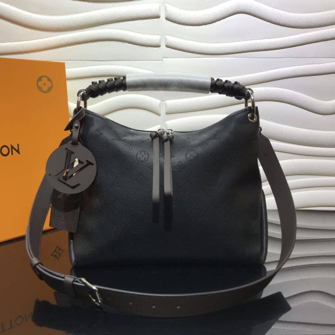 Best Replica Louis Vuitton Beaubourg Hobo MM Mahina Leather Replica Black M56073 - Colareps