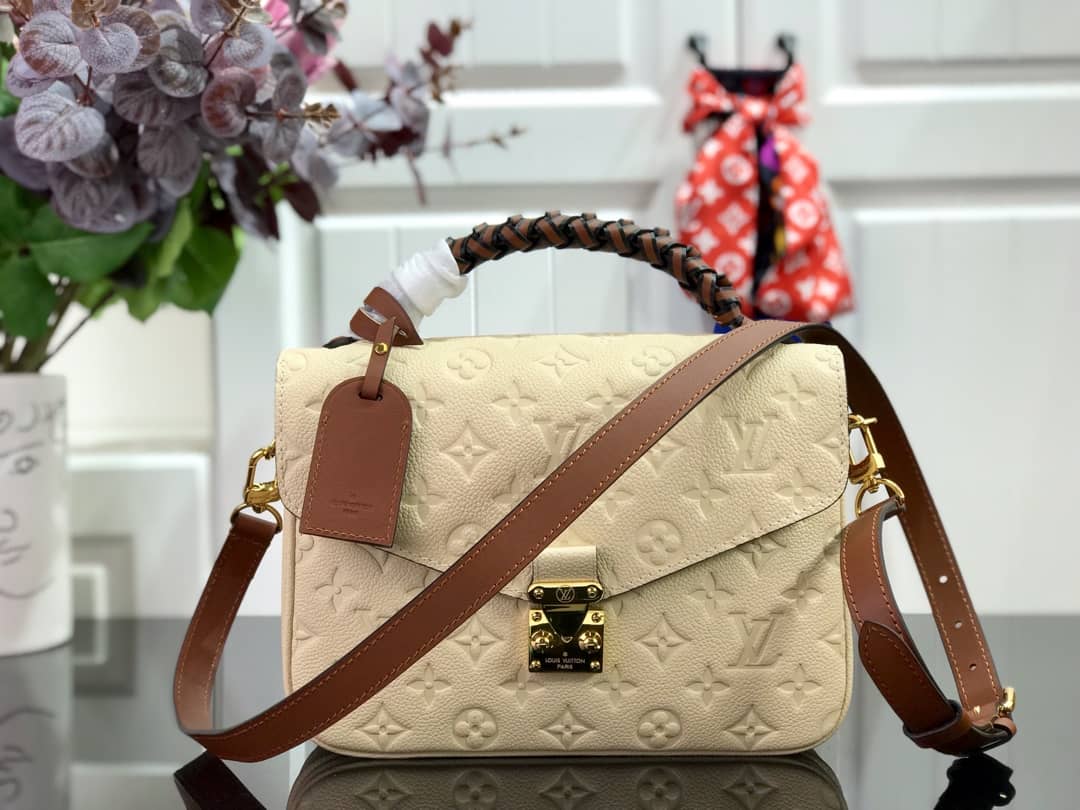 Best Replica Louis Vuitton Pochette Metis Braided Monogram Empreinte Replica Beige M43942 - Colareps