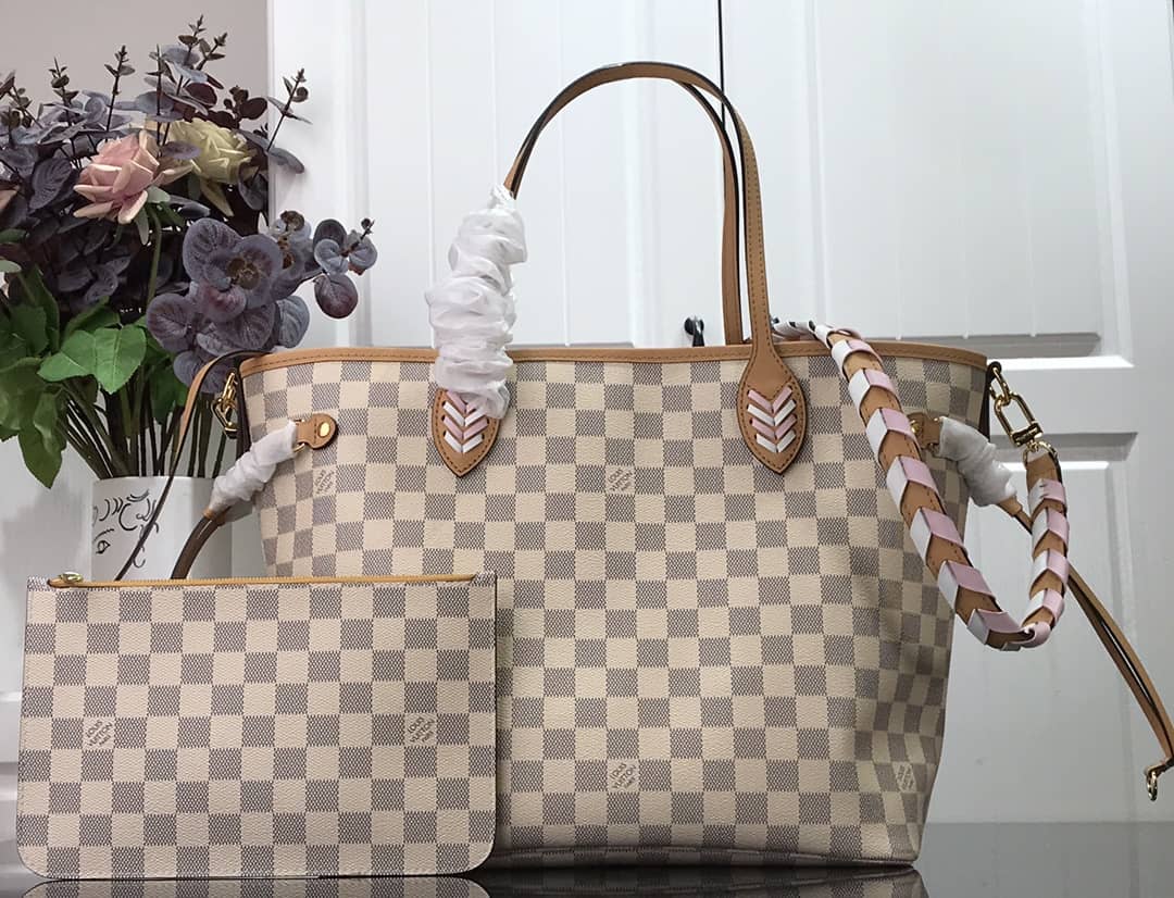 Best Replica Louis Vuitton Neverfull Dupe MM Damier Azur Bag N50047 - Colareps