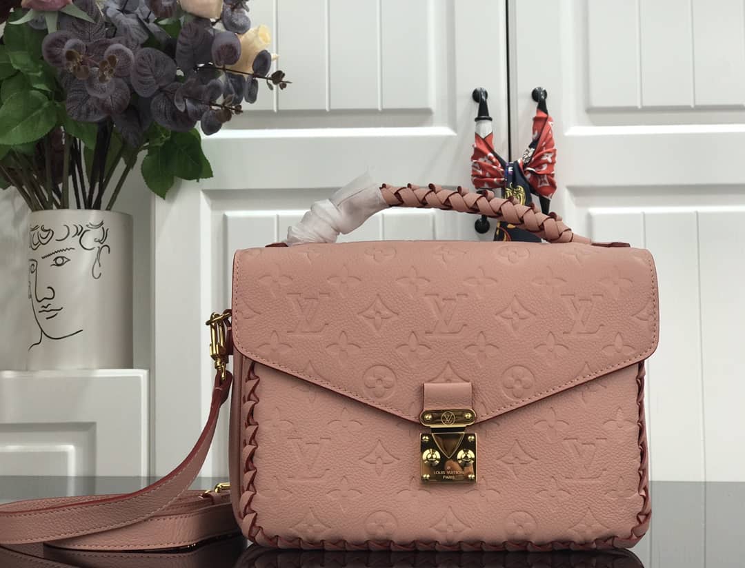 Best Replica Louis Vuitton Pochette Metis Braided Monogram Empreinte Replica Pink M43942 - Colareps