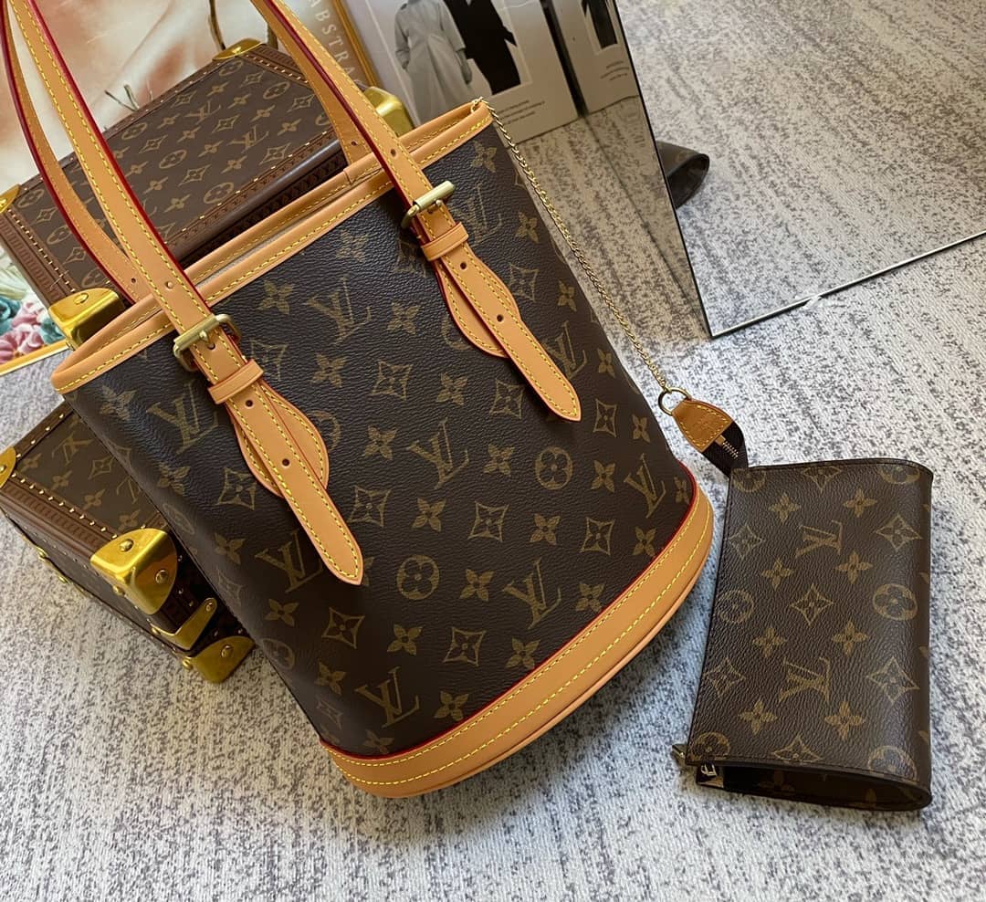Best Replica Louis Vuitton Petit PM Monogram Canvas Brown M42238 Replica Bucket Bag - Colareps