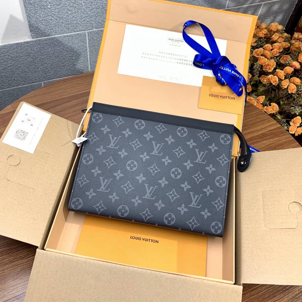 Best Replica Louis Vuitton Monogram Titanium Canvas Pochette Voyage MM M41696 Replica Clutch - Colareps