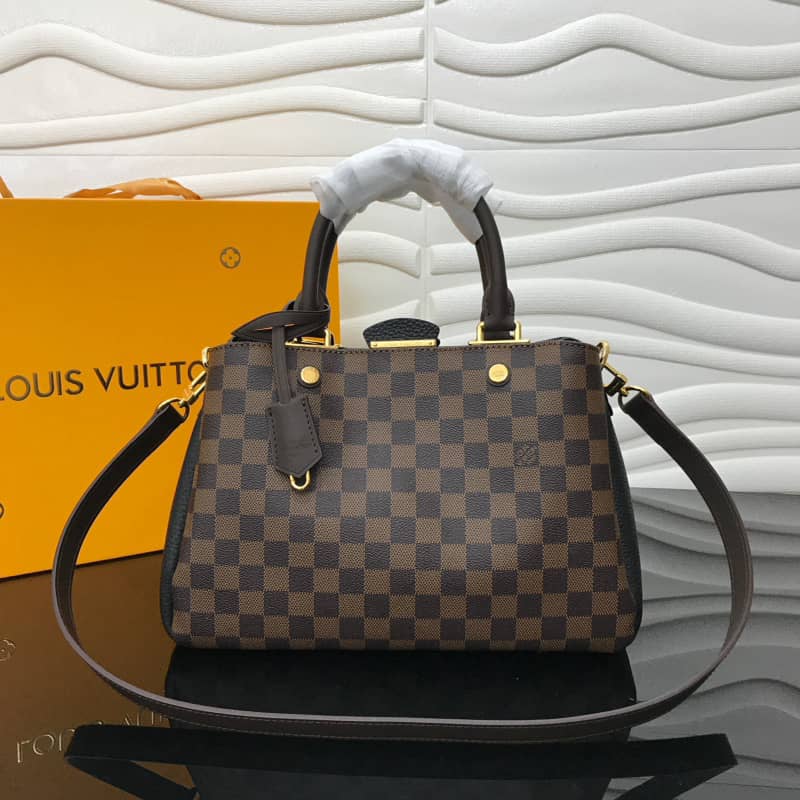 Best Replica Louis Vuitton Damier Ebene Canvas Brittany Bag Replica Black M41674 - Colareps