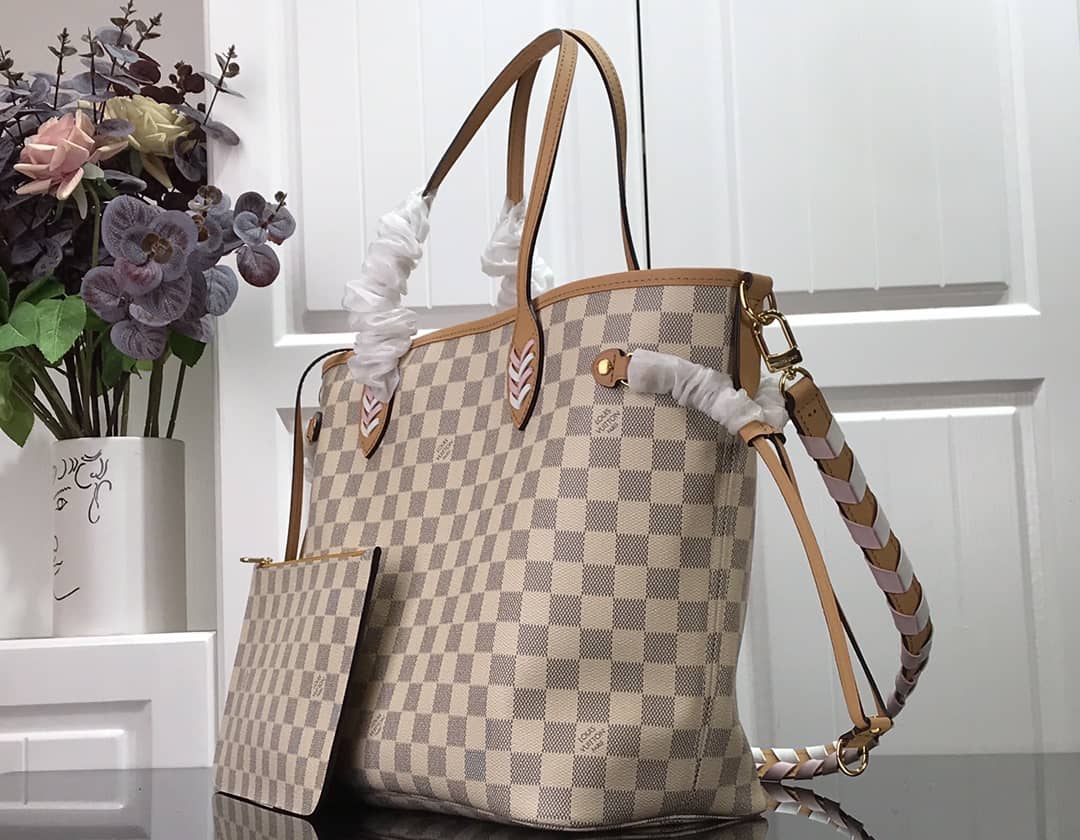 Best Replica Louis Vuitton Neverfull Dupe MM Damier Azur Bag N50047 - Colareps
