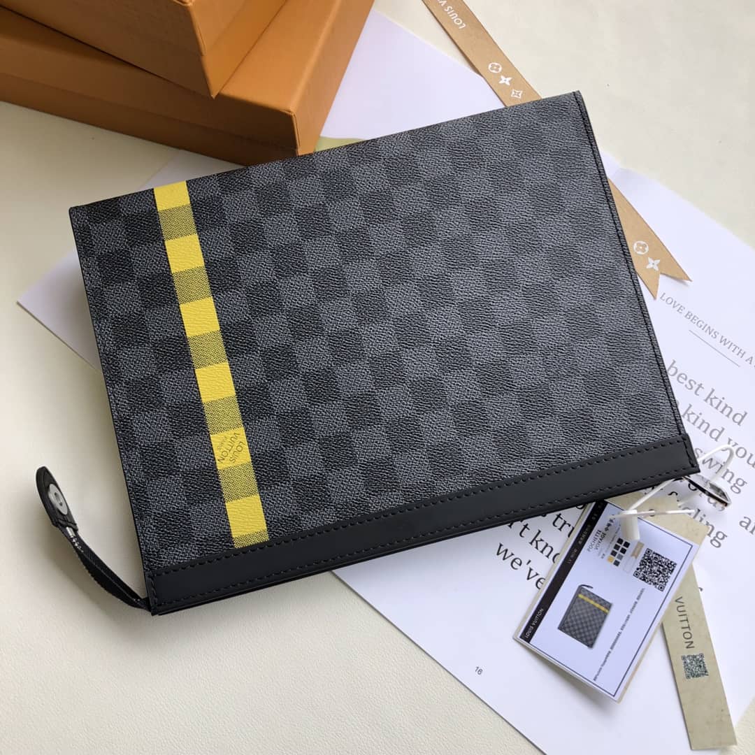 Best Replica Louis Vuitton Stripe Replica Pochette Voyage MM Damier Graphite Yellow N60107 - Colareps