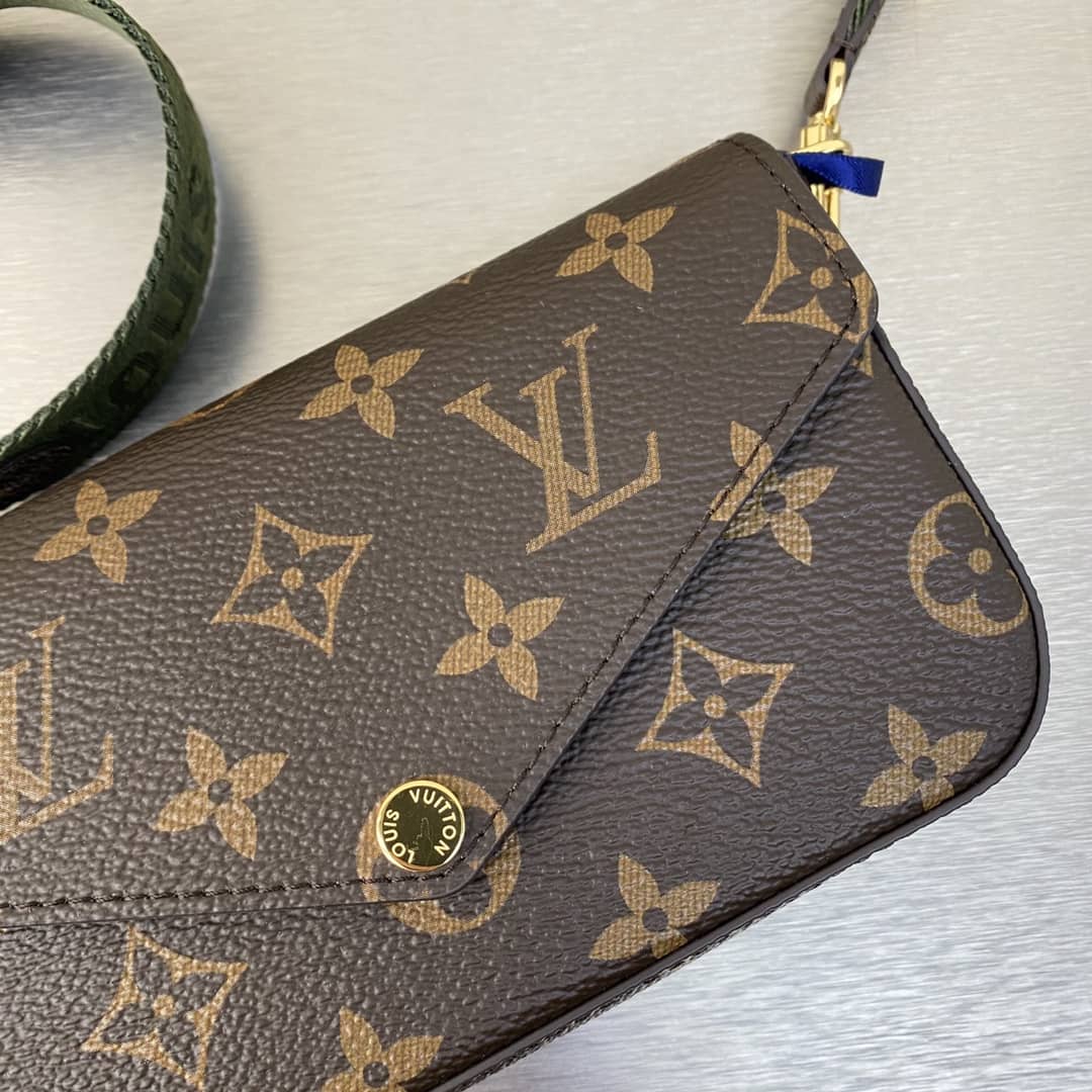 Best Replica Louis Vuitton Pochette Felicie Monogram Canvas Replica Green Strap M80091 - Colareps