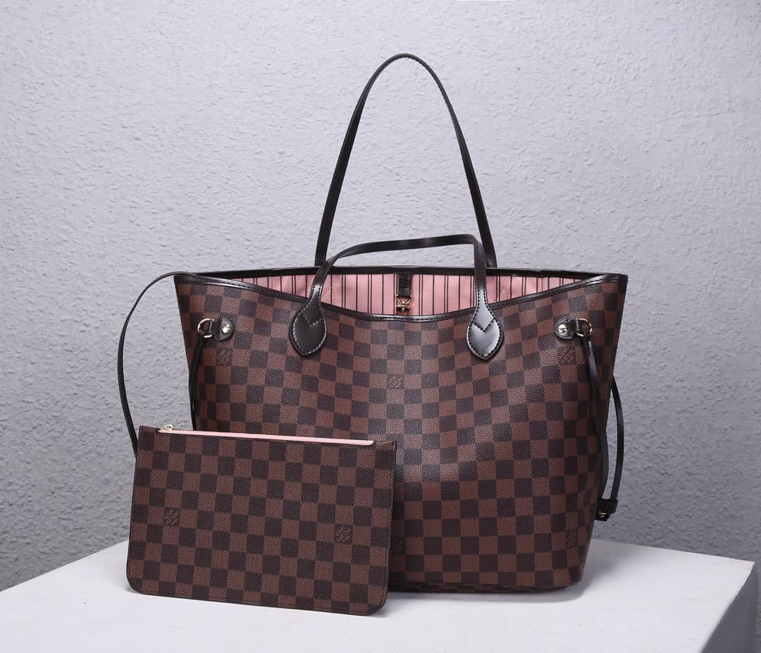 Best Replica Louis Vuitton Neverfull MM Damier Ebene Tote Replica Pink N41358 - Colareps