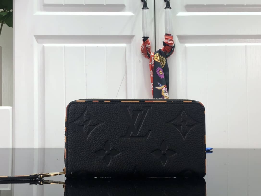 Best Replica Louis Vuitton Monogram Empreinte Leather with Animal-Print Zippy Wallet Replica Black M80680 - Colareps