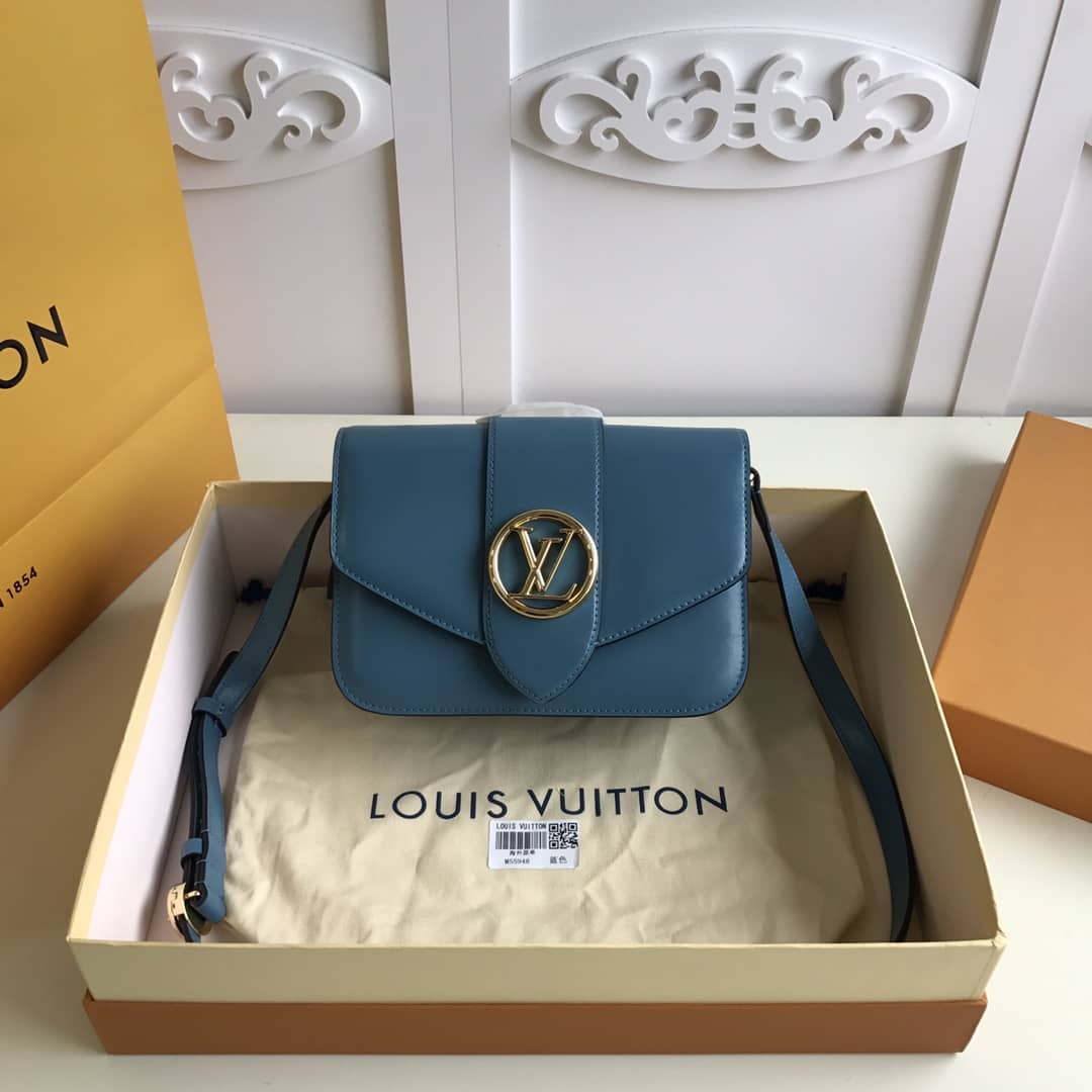Best Replica Louis Vuitton Pont9 Neuf Leather Replica Shoulder Bag Blue M55948 - Colareps