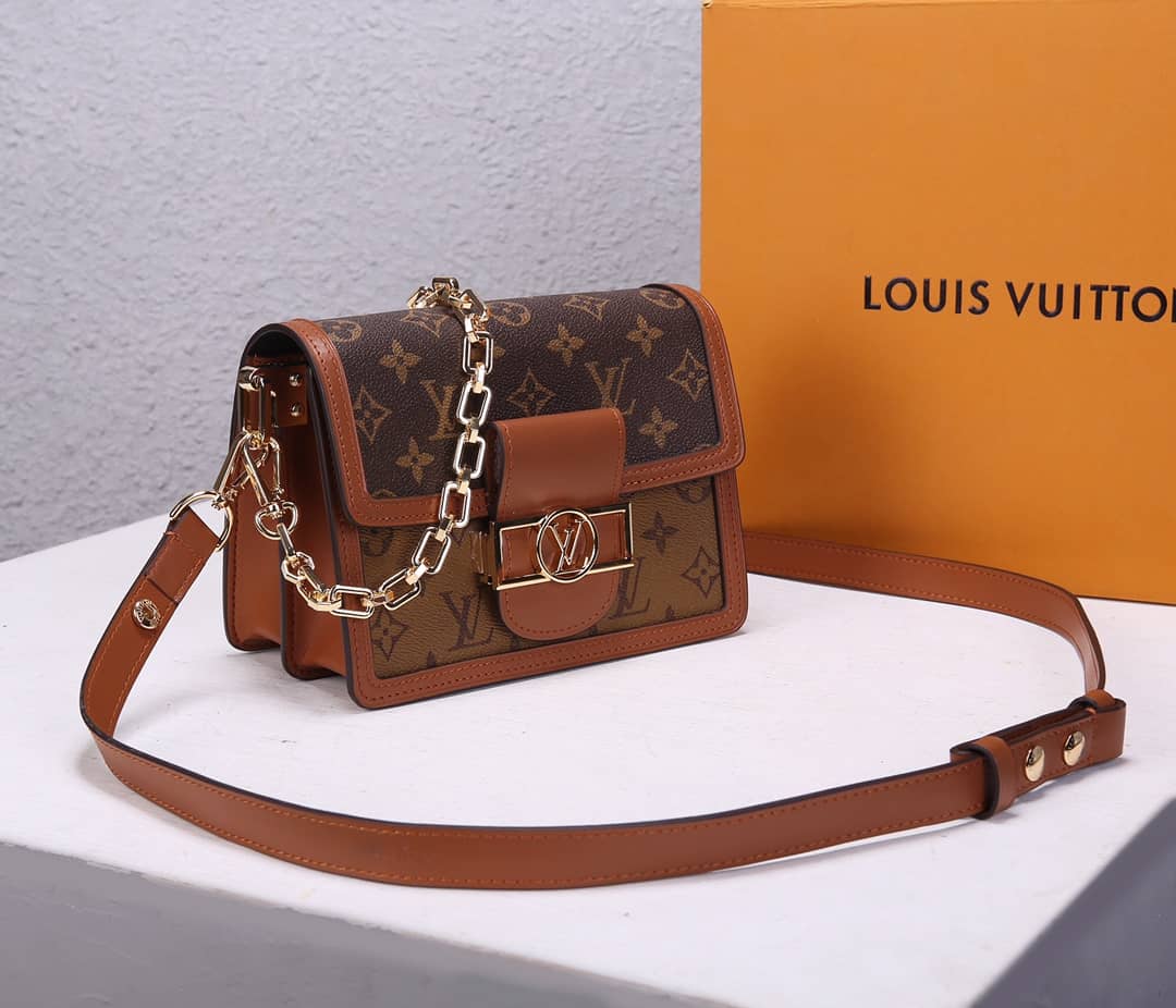 Best Replica Louis Vuitton Dauphine Mini Monogram Replica Crossbody Bag Brown M44580 - Colareps