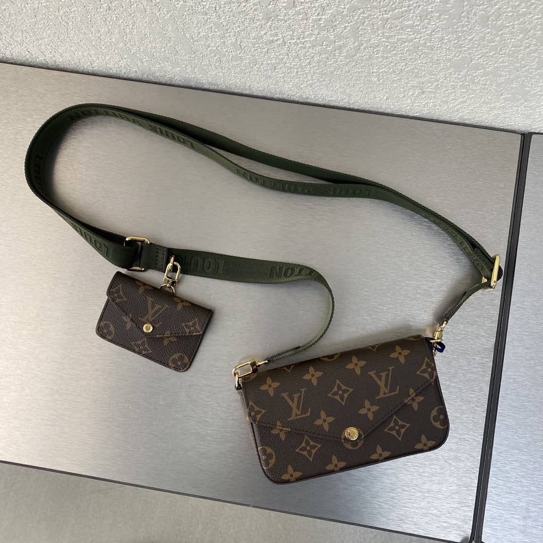Best Replica Louis Vuitton Pochette Felicie Monogram Canvas Replica Green Strap M80091 - Colareps
