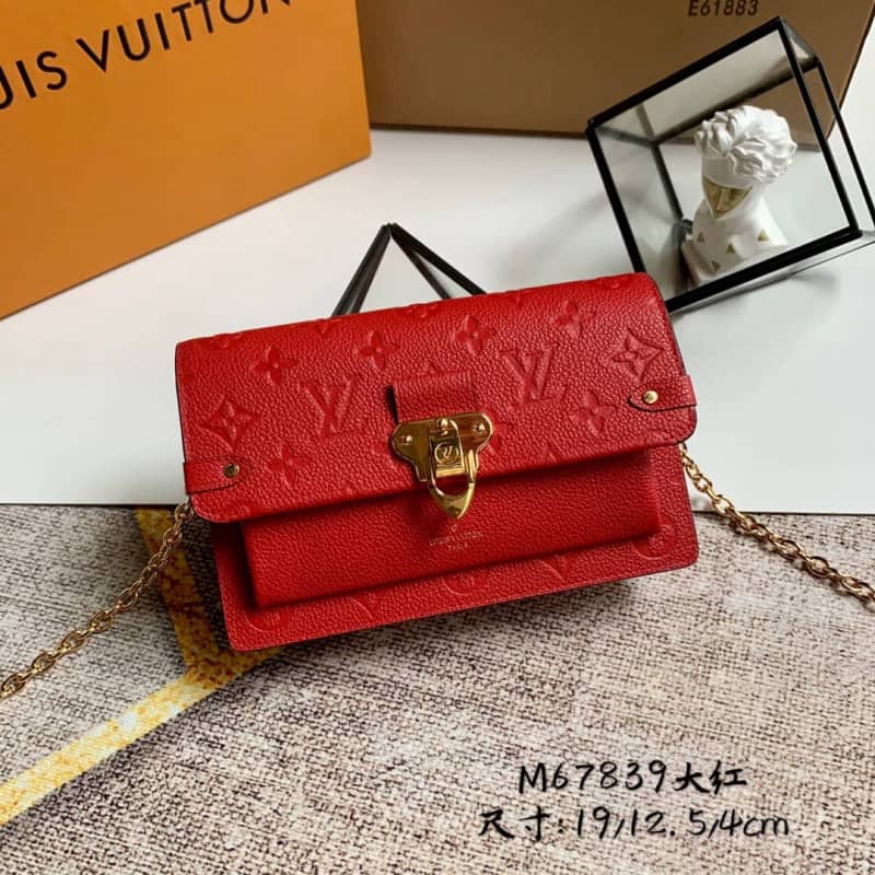 Best Replica Louis Vuitton Monogram Empreinte Vavin Chain Long Wallet Replica Red M67839 - Colareps