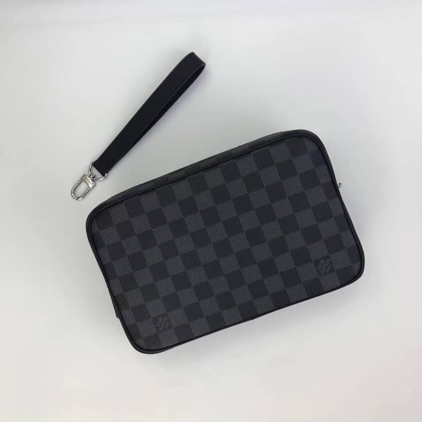 Best Replica Louis Vuitton Damier Graphite Pochette Kasai Clutch Replica Black N41664 - Colareps