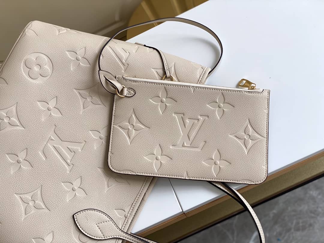Best Replica Louis Vuitton Monogram Empreinte Neverfull MM White M45684 Replica Tote - Colareps