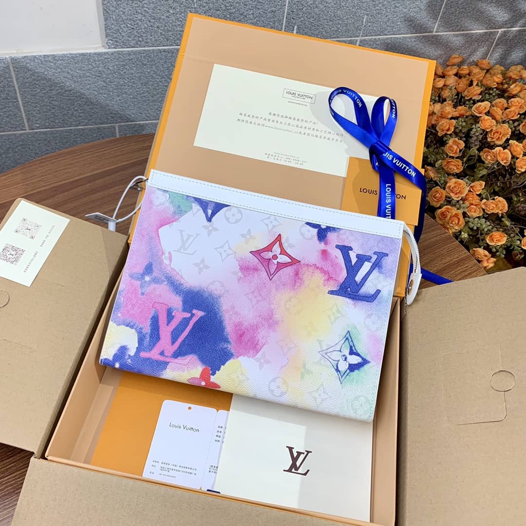 Best Replica Louis Vuitton Pochette Voyage Monogram Watercolor Replica Clutch Multicolor M80460 - Colareps