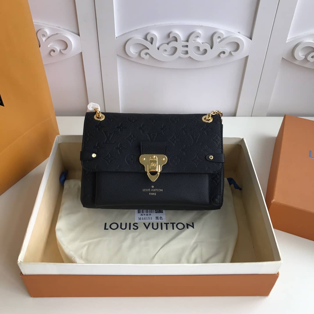Best Replica Louis Vuitton Monogram Empreinte Vavin PM Chain Replica Shoulder Bag Black M44151 - Colareps