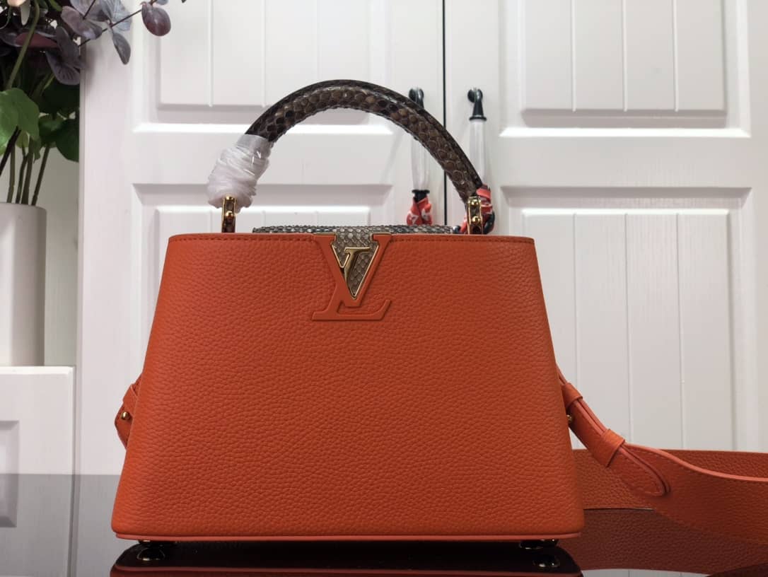 Best Replica Louis Vuitton Capucines Embroidery Replica Bag Orange M48865 - Colareps