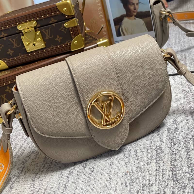 Best Replica Louis Vuitton Pont 9 Soft MM Grained Calfskin Leather Replica Bag Brown M58968 - Colareps